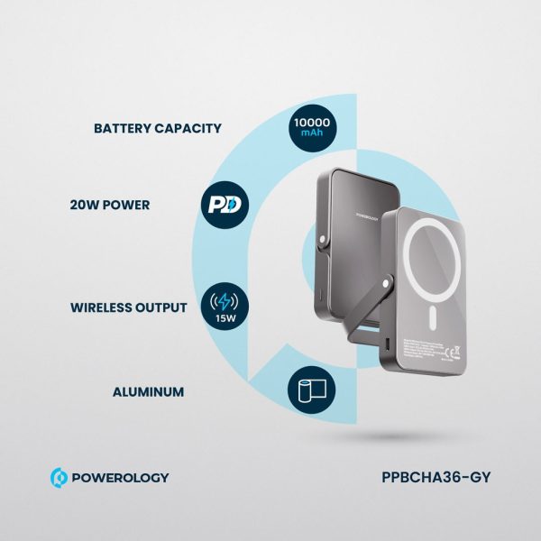 پاوربانک پاورولوژی مدل Powerology 10000mAh MagSafe Power Glass Surface PPBCHA36