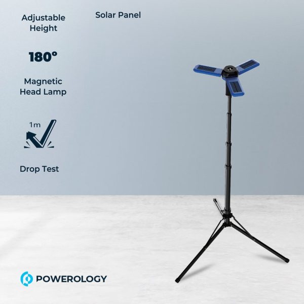 چراغ کمپینگ پاورولوژی با پنل خورشیدی Powerology Camping Solar Foldable Tripod LED Light