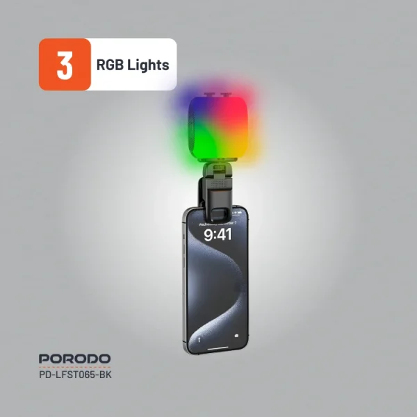 چراغ گیره ای قابل حمل مناسب تولید محتوا پرودو( PD-LFST065-BK) Porodo Lifestyle Clip-On Fill Light - Black
